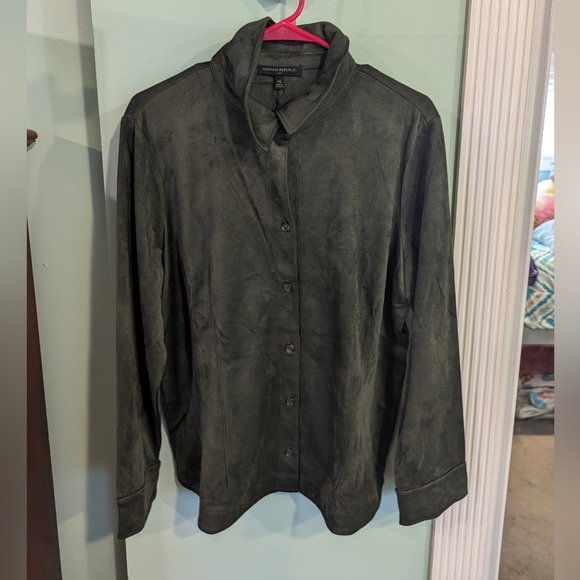 🔥NWT:🔥XL SCANDI GIRL Banana Pepublic olive green suede jacket - Picture 1 of 2